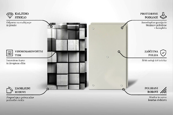 Cache plaque de cuisson Carrés 3D abstraits