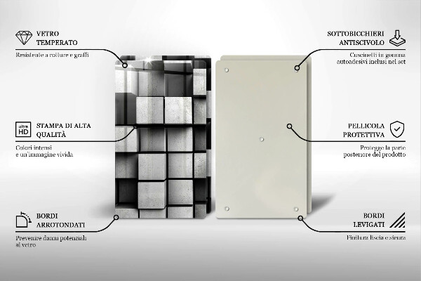 Cache plaque de cuisson Carrés 3D abstraits
