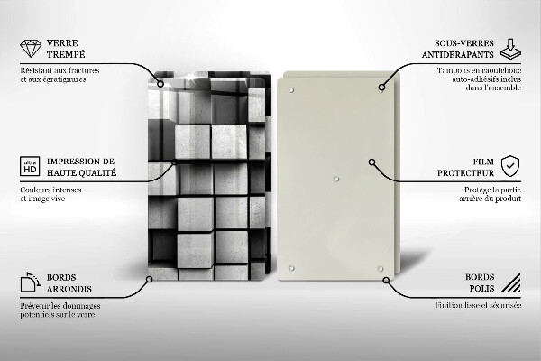 Cache plaque de cuisson Carrés 3D abstraits