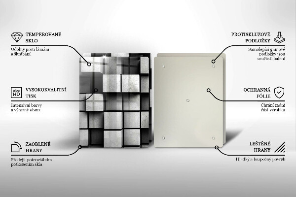 Cache plaque de cuisson Carrés 3D abstraits