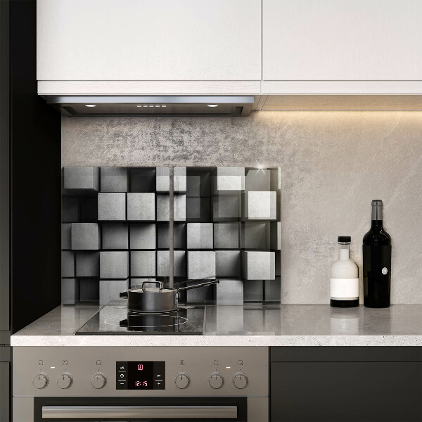 Cache plaque de cuisson Carrés 3D abstraits