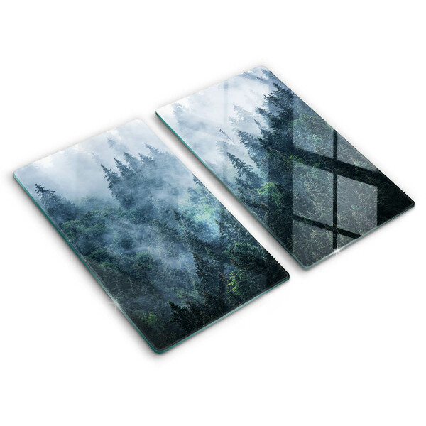 Protection plaque induction Arbres forestiers et brouillard