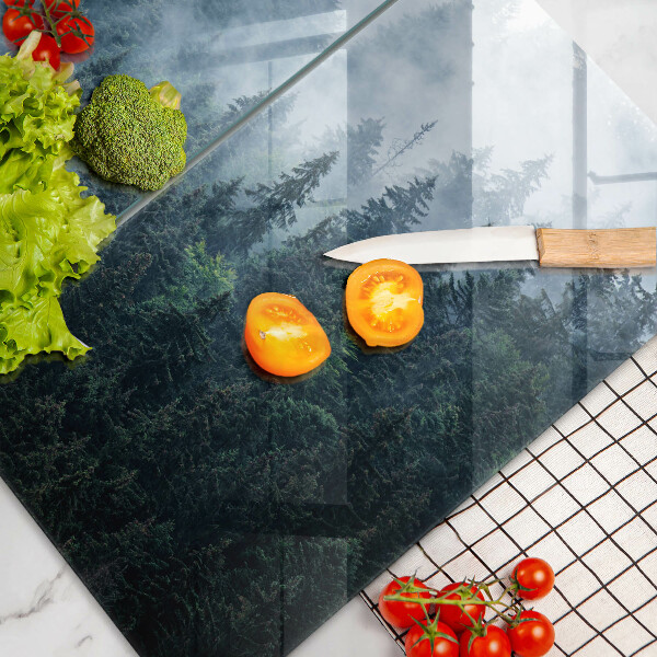 Protection plaque induction Arbres forestiers et brouillard