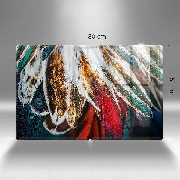 Cache plaque de cuisson Plumes d'oiseaux bohèmes