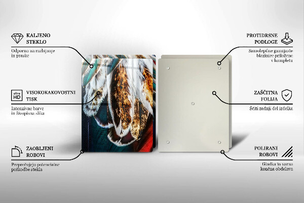 Cache plaque de cuisson Plumes d'oiseaux bohèmes