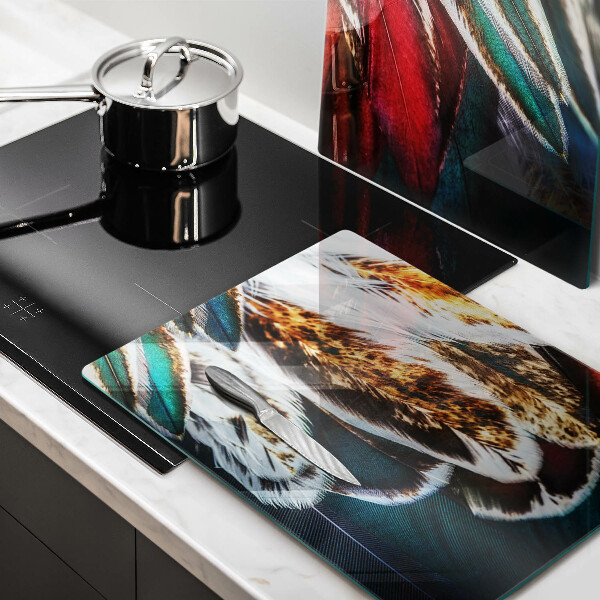 Cache plaque de cuisson Plumes d'oiseaux bohèmes