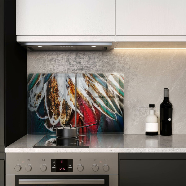 Cache plaque de cuisson Plumes d'oiseaux bohèmes