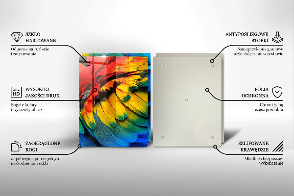 Protection plaque induction Plumes de perroquet colorées