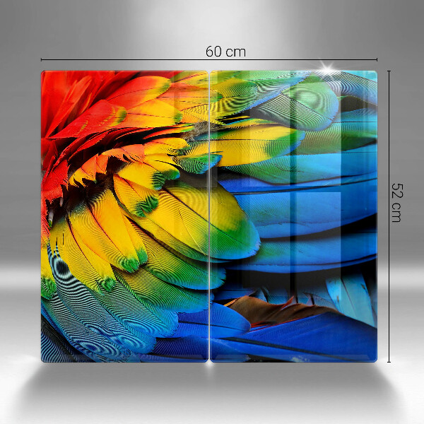 Protection plaque induction Plumes de perroquet colorées