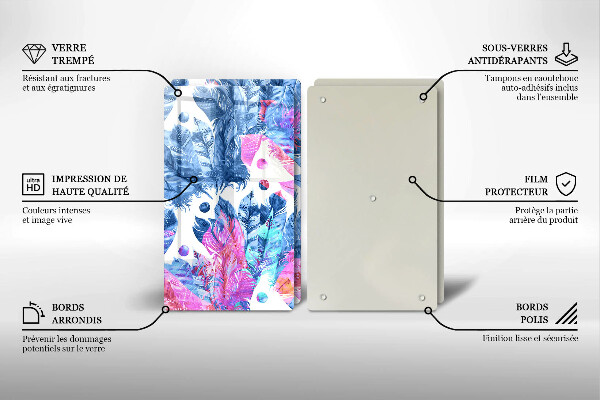 Protection plaque induction Illustration bohème de plumes