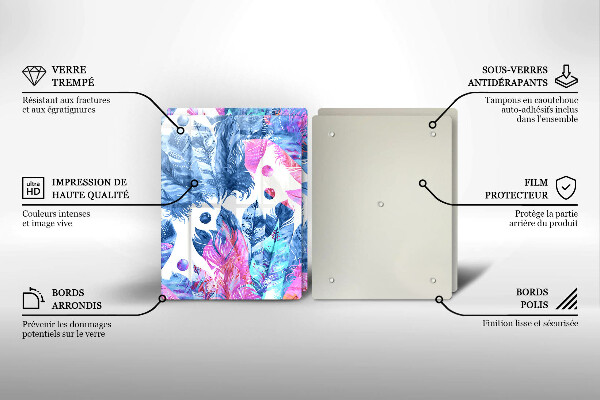 Protection plaque induction Illustration bohème de plumes