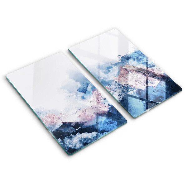 Protection plaque induction Montagnes peintes abstraites