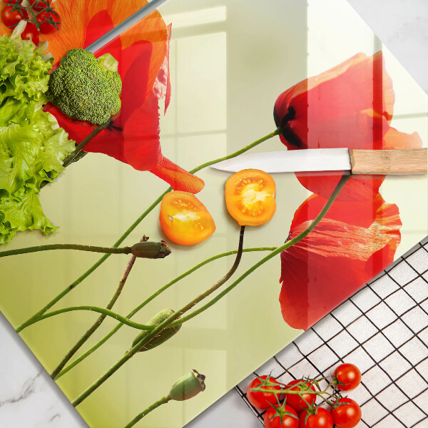 Cache plaque de cuisson Fleurs de coquelicots rouges