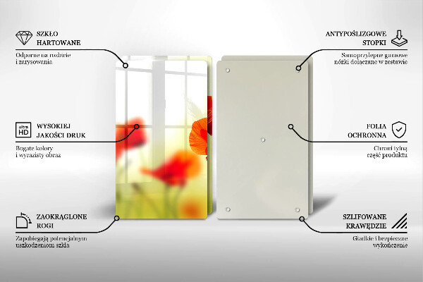 Cache plaque de cuisson Fleurs de coquelicots rouges