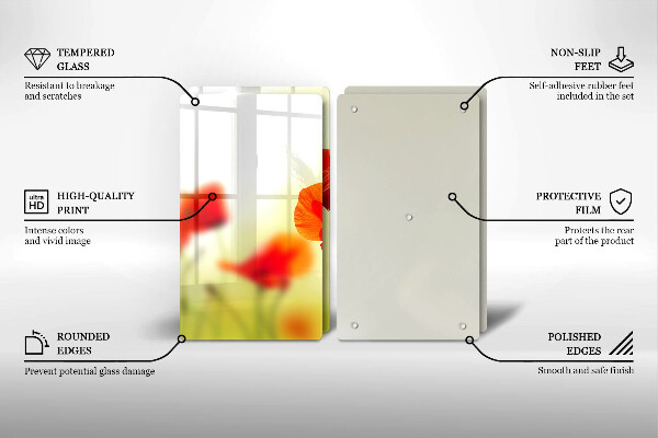 Cache plaque de cuisson Fleurs de coquelicots rouges