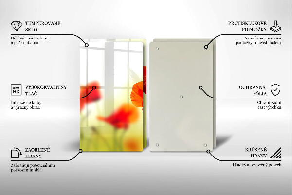 Cache plaque de cuisson Fleurs de coquelicots rouges