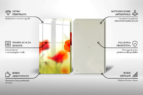 Cache plaque de cuisson Fleurs de coquelicots rouges