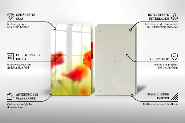 Cache plaque de cuisson Fleurs de coquelicots rouges