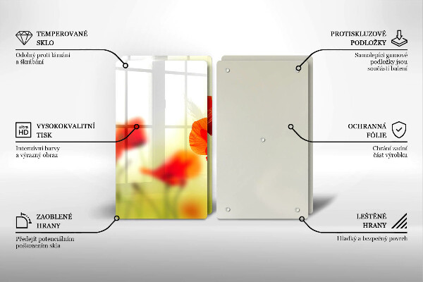 Cache plaque de cuisson Fleurs de coquelicots rouges