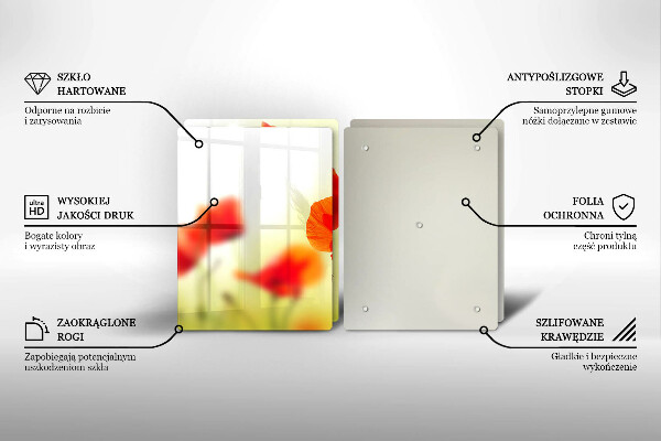 Cache plaque de cuisson Fleurs de coquelicots rouges