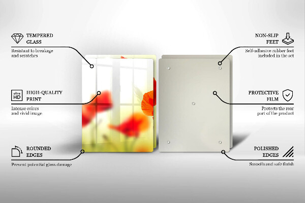 Cache plaque de cuisson Fleurs de coquelicots rouges