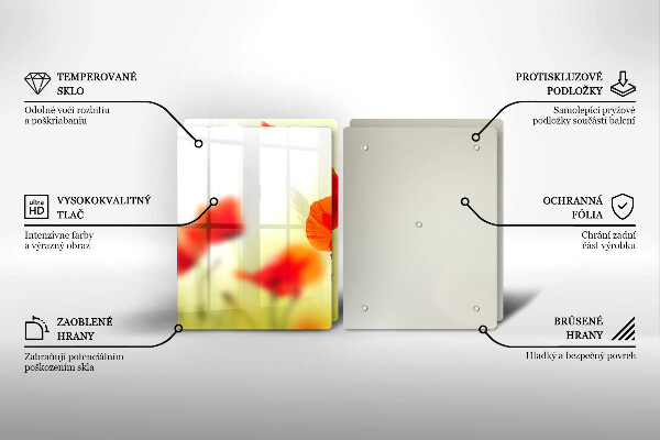 Cache plaque de cuisson Fleurs de coquelicots rouges