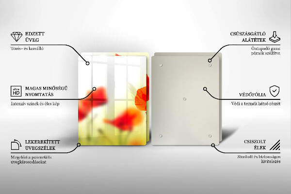 Cache plaque de cuisson Fleurs de coquelicots rouges