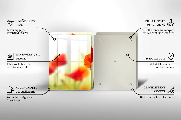 Cache plaque de cuisson Fleurs de coquelicots rouges