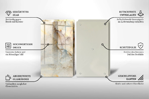 Protection plaque induction Texture de marbre avec de l'or