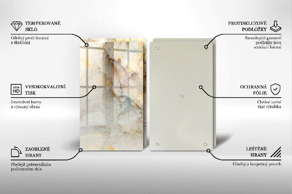 Protection plaque induction Texture de marbre avec de l'or