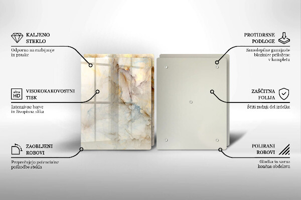 Protection plaque induction Texture de marbre avec de l'or