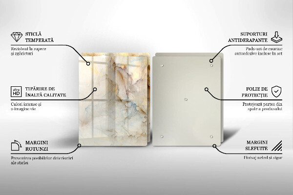 Protection plaque induction Texture de marbre avec de l'or