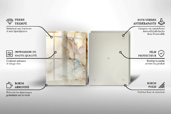 Protection plaque induction Texture de marbre avec de l'or