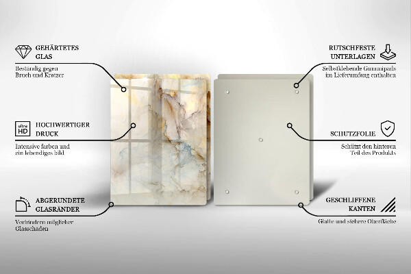 Protection plaque induction Texture de marbre avec de l'or