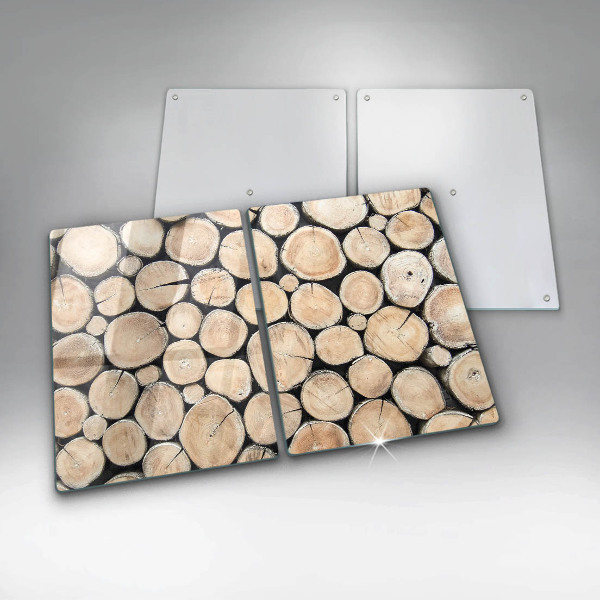 Cache plaque de cuisson Troncs d'arbres en bois