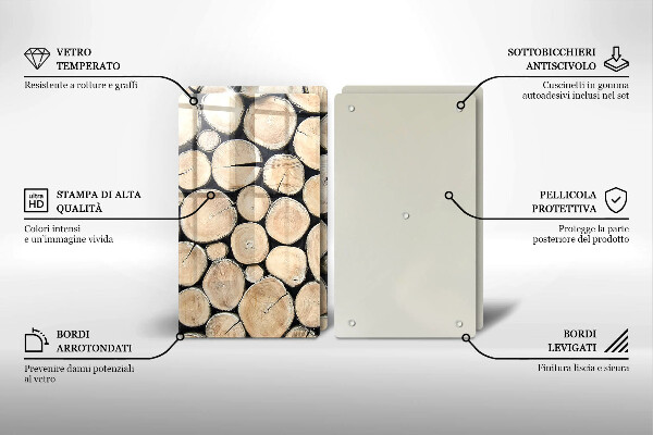 Cache plaque de cuisson Troncs d'arbres en bois