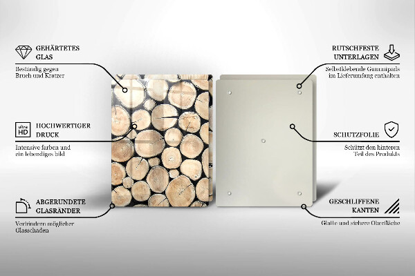 Cache plaque de cuisson Troncs d'arbres en bois