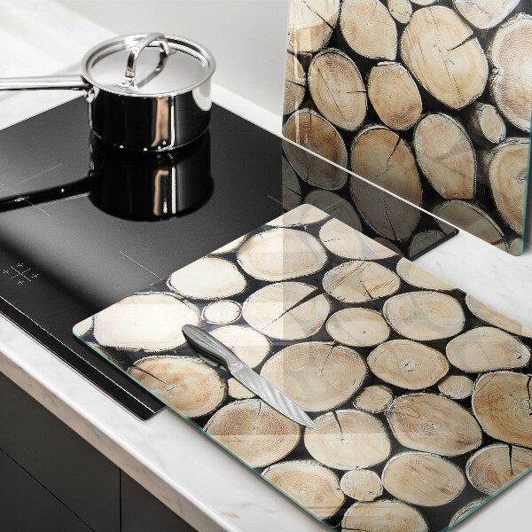 Cache plaque de cuisson Troncs d'arbres en bois