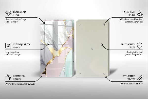 Protection plaque induction Marbre pastel