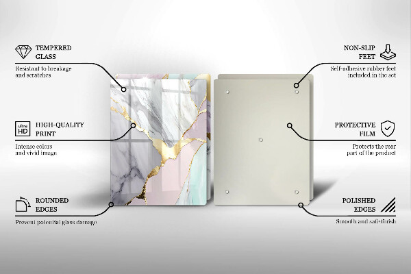 Protection plaque induction Marbre pastel