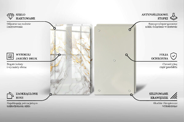 Protection plaque induction Marbre clair avec de l'or