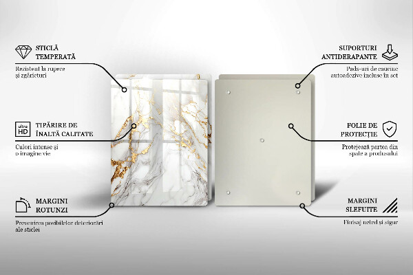 Protection plaque induction Marbre clair avec de l'or