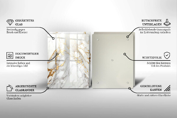 Protection plaque induction Marbre clair avec de l'or