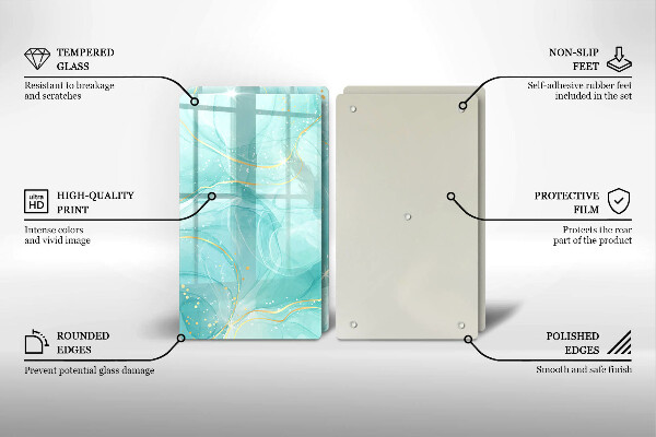 Protection plaque induction Abstraction bleue et dorée