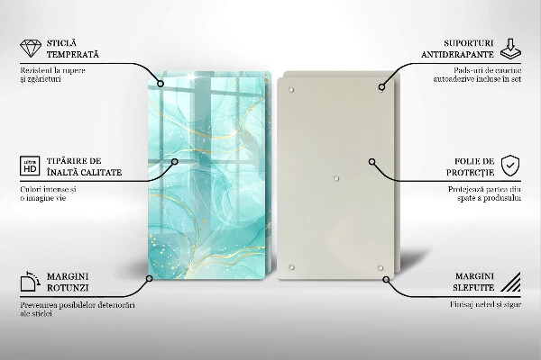 Protection plaque induction Abstraction bleue et dorée