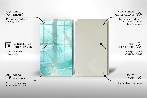 Protection plaque induction Abstraction bleue et dorée