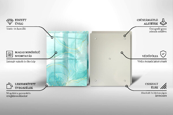 Protection plaque induction Abstraction bleue et dorée