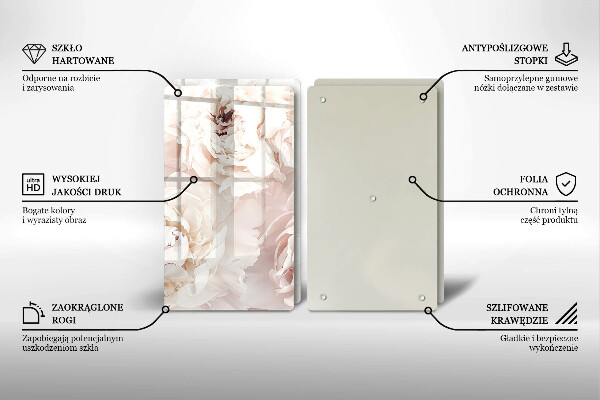 Protection plaque induction Pivoines pastel