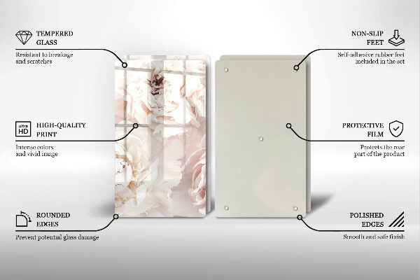 Protection plaque induction Pivoines pastel