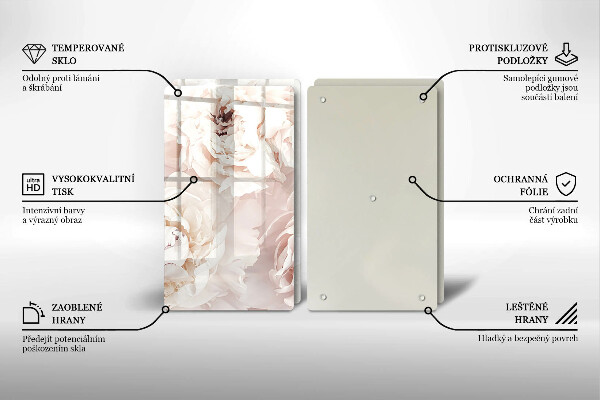 Protection plaque induction Pivoines pastel